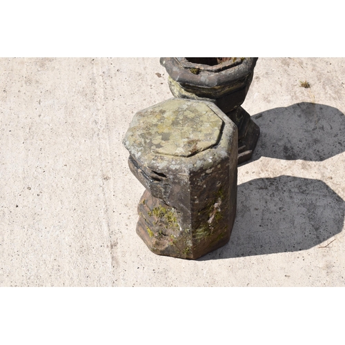 390C - 19th century sandstone urn and column, 30cm tall (2).