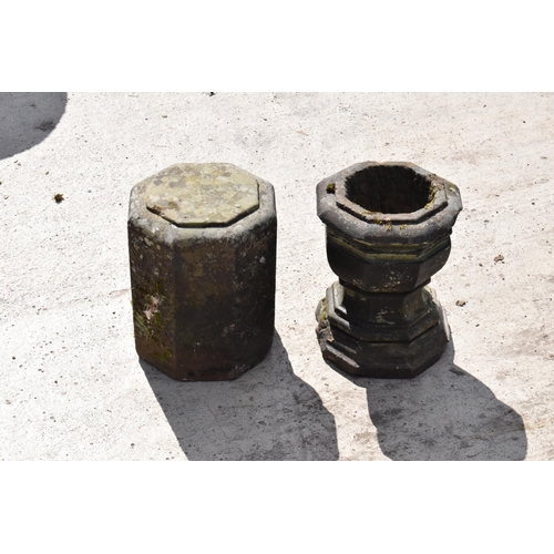 390C - 19th century sandstone urn and column, 30cm tall (2).