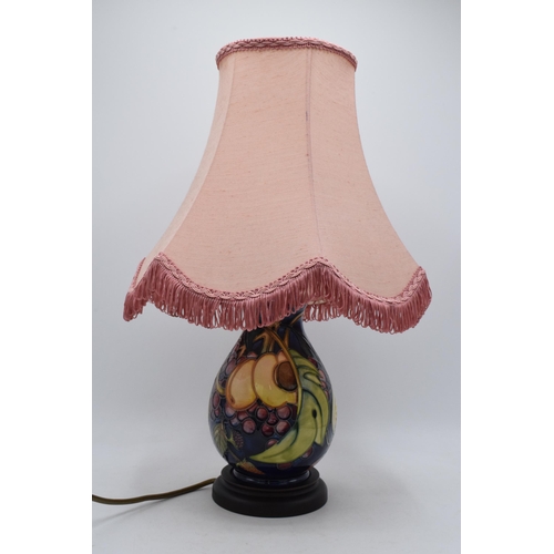 167A - Moorcroft table lamp base (Shape 7/7) in the Queens Choice pattern by Emma Bossons, baluster form on... 