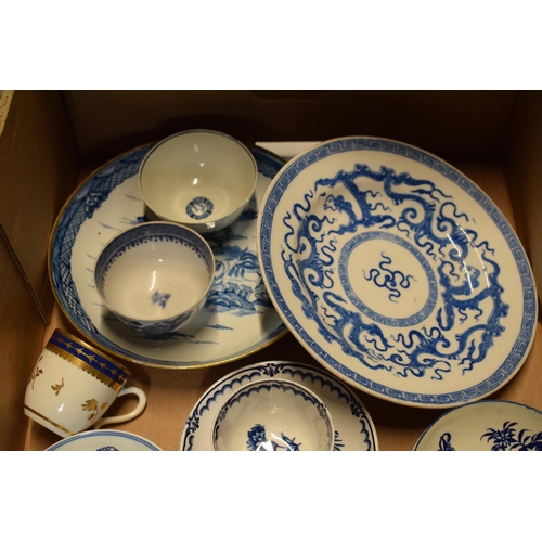 103 - A collection of mainly 19th century blue and white pottery to include tea bowls, saucers and other s... 