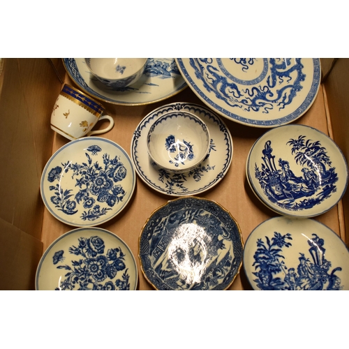 103 - A collection of mainly 19th century blue and white pottery to include tea bowls, saucers and other s... 