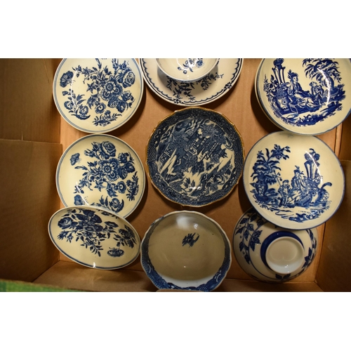 103 - A collection of mainly 19th century blue and white pottery to include tea bowls, saucers and other s... 