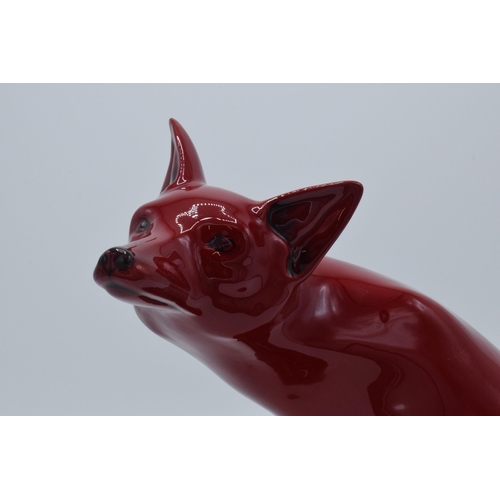 135A - Large Royal Doulton flambé fox, 23.5cm tall.