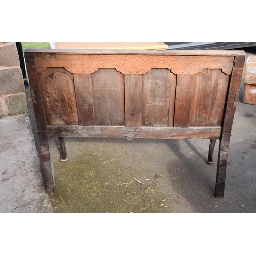 240 - 18th century oak settle with panelled back support, 107 x 46 x 76cm tall.