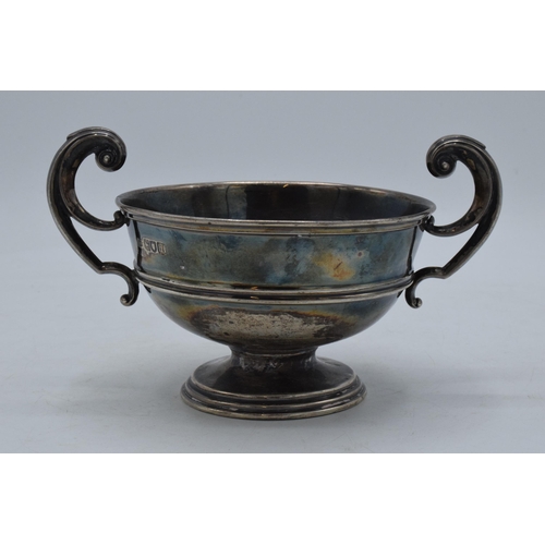 282 - Silver two-handled pedestal bowl, 161.2 grams. London 1905. 16.5cm wide.