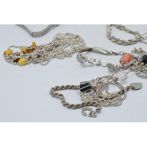 369 - A large collection of silver jewellery to include necklaces, bracelets and other similar items, 194.... 