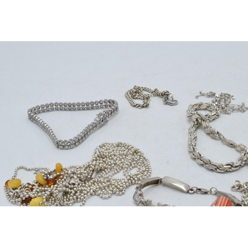 369 - A large collection of silver jewellery to include necklaces, bracelets and other similar items, 194.... 