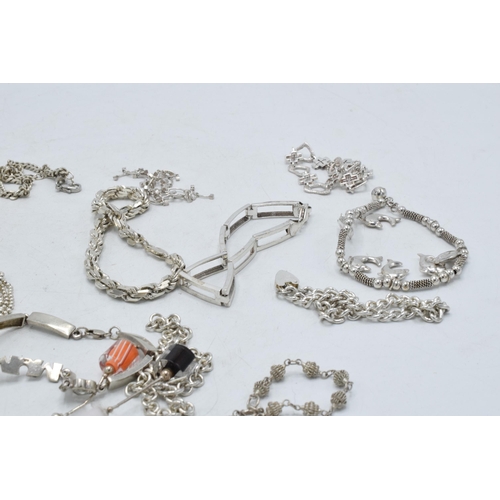 369 - A large collection of silver jewellery to include necklaces, bracelets and other similar items, 194.... 