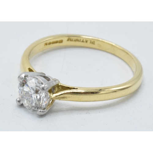 440 - 18ct gold diamond solitaire ring with approx 0.66ct of diamond, G/H colour, US1 clarity, UK size O, ... 