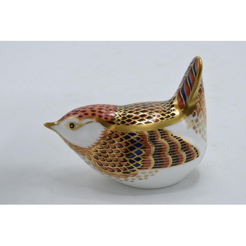 59 - Boxed Royal Crown Derby paperweight, Derby Wren with gold stopper.