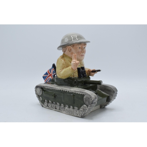 80 - Bairstow Manor Collectables comical model of Winston Churchill in a tank. 20cm tall.