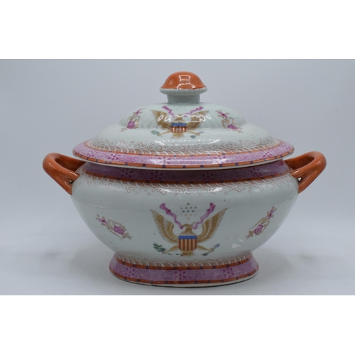 99 - Early 20th century Chinese Export American porcelain tureen, 38cm wide.