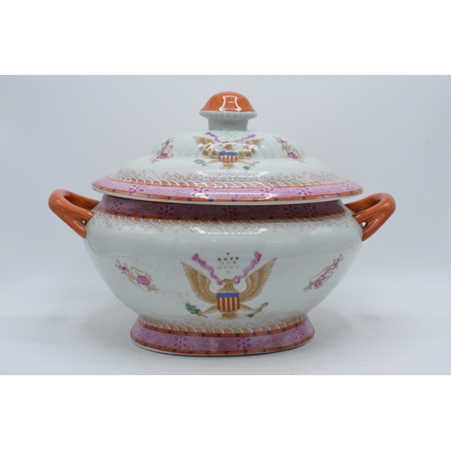 99 - Early 20th century Chinese Export American porcelain tureen, 38cm wide.