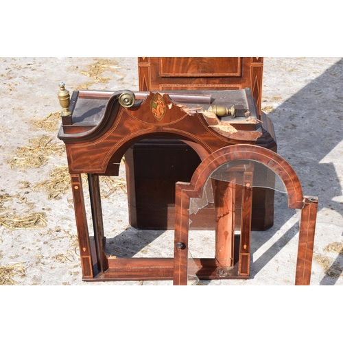 235A - Restoration Project / Spares and Repairs: An early 19th century oak and mahogany crossbanded longcas... 