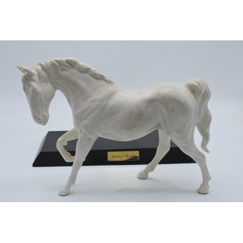 155B - Beswick matte white Spirit of Freedom on wooden base.