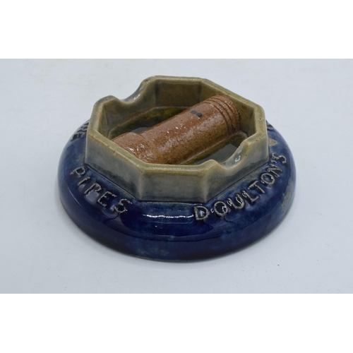 146 - Doulton Lambeth stoneware ashtray advertising Doulton's Glazed Stoneware Pipes diameter 11cm.