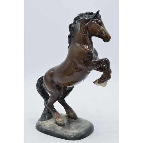 151 - Beswick rearing brown horse 1014 with tail attached.