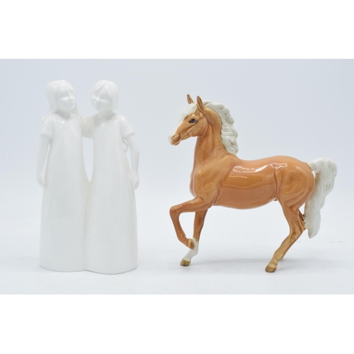 161 - Beswick palomino prancing Arab foal together with Coalport Moments figure Special Friends (2).