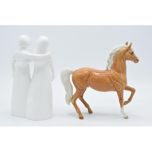 161 - Beswick palomino prancing Arab foal together with Coalport Moments figure Special Friends (2).