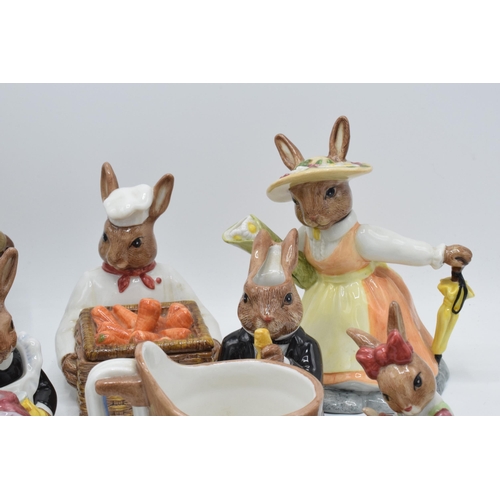 167 - A collection Royal Doulton Bunnykins character figural teasets including Country Manor Lord of the M... 