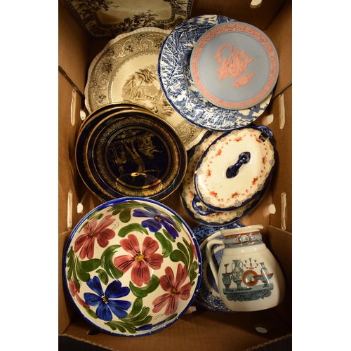 19 - An interesting collection of pottery to include thick pottery Wemyss-style bowl (unmarked), Bodley j... 