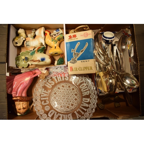 2 - A mixed collection of items to include Beswick Cat, Wade Jerry (Af), figure, steel cutlery and other... 