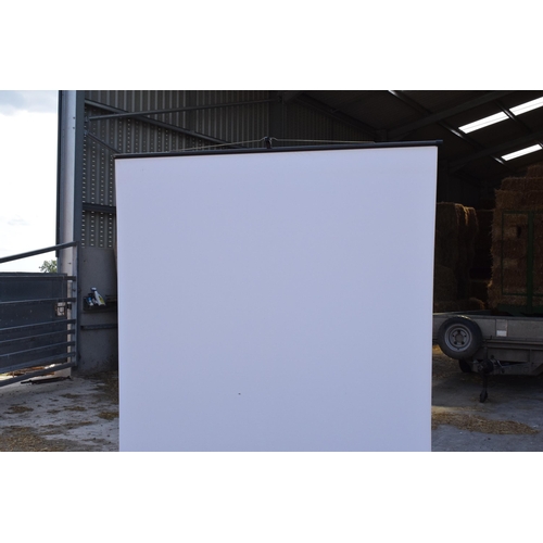 262 - A folding Reflecta Lux projector screen on stand, approx 160cm wide together with a similar smaller ... 