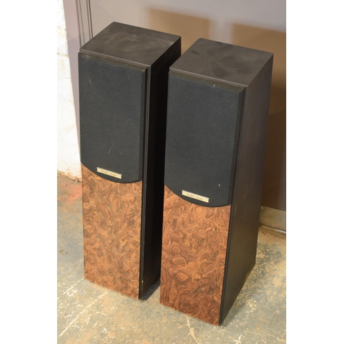 263 - A pair of Ruark Acoustics Templar freestanding speakers with wooden effect decoration, 74cm tall (un... 