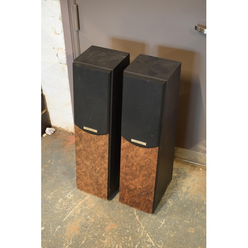 263 - A pair of Ruark Acoustics Templar freestanding speakers with wooden effect decoration, 74cm tall (un... 