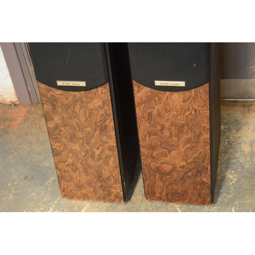 263 - A pair of Ruark Acoustics Templar freestanding speakers with wooden effect decoration, 74cm tall (un... 