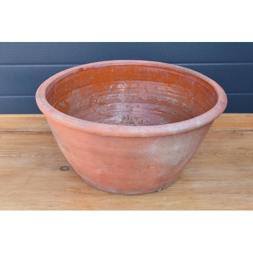 275 - Large vintage terracotta dairy / mixing bowl, 49cm diameter.