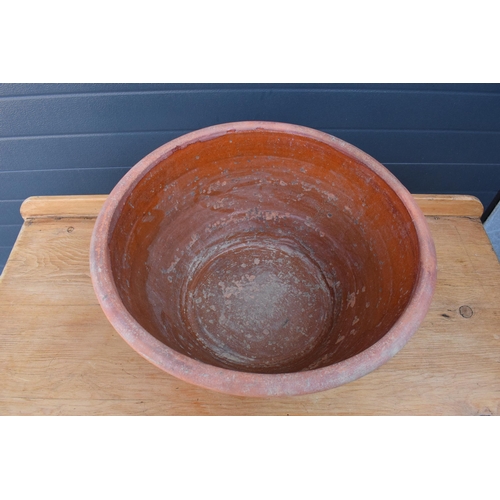 275 - Large vintage terracotta dairy / mixing bowl, 49cm diameter.