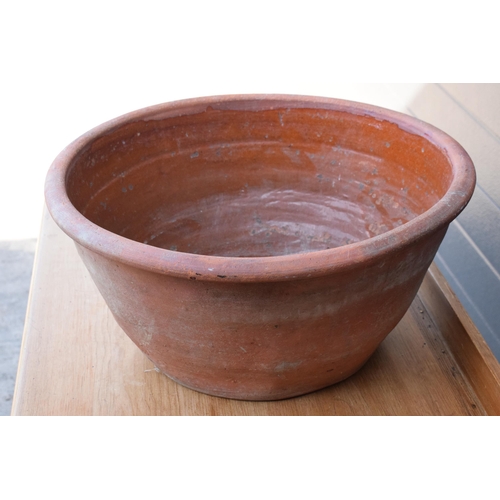 275 - Large vintage terracotta dairy / mixing bowl, 49cm diameter.