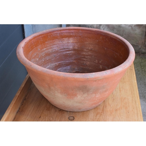 275 - Large vintage terracotta dairy / mixing bowl, 49cm diameter.