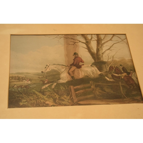 281 - A collection of period 20th century hunting scenes coloured lithographs in maple frames (4).