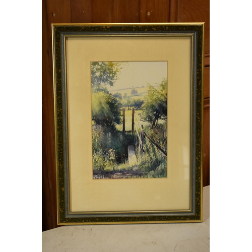 288 - Tony (Anthony) Beresford, local artist, framed watercolour of a countryside scene in the Longnor / H... 