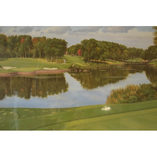 297 - Framed limited edition 'Official Print for The Ryder Cup 2012, the 17th hole.... by Graeme W. Baxter... 