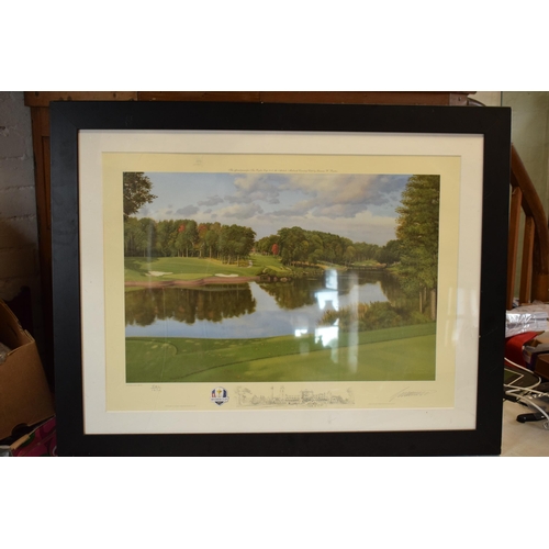 297 - Framed limited edition 'Official Print for The Ryder Cup 2012, the 17th hole.... by Graeme W. Baxter... 