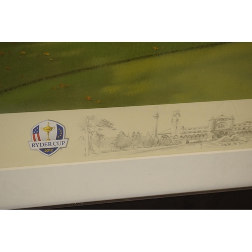 297 - Framed limited edition 'Official Print for The Ryder Cup 2012, the 17th hole.... by Graeme W. Baxter... 