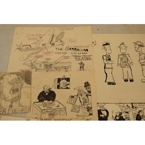 300 - Peter Ware / Amateur war cartoons / propaganda: An interesting collection of World War Two-themed (W... 