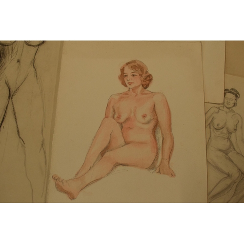 302 - Peter Ware / Amateur Nude Lady studies / sketches: An interesting collection of sketches of naked la... 