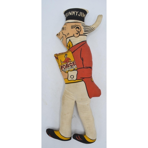 303 - Vintage soft advertising toy Sunny Jim for Force Wheatflakes. 41cm long.