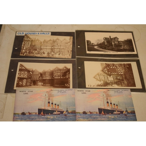 310 - A collection of vintage postcards to include ones of Moreton Hall, Congleton, RMS Lucitania, Norman ... 