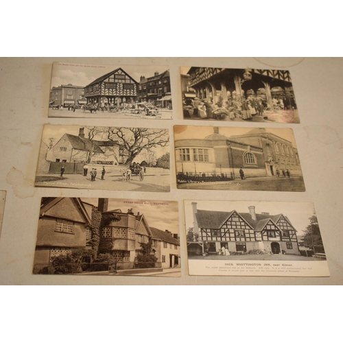 310 - A collection of vintage postcards to include ones of Moreton Hall, Congleton, RMS Lucitania, Norman ... 