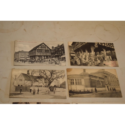 310 - A collection of vintage postcards to include ones of Moreton Hall, Congleton, RMS Lucitania, Norman ... 