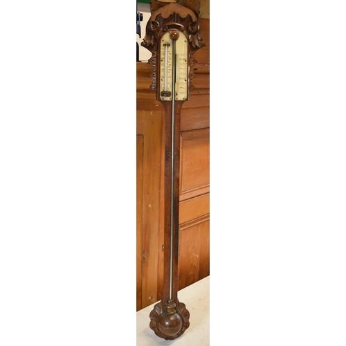 361 - Early 20th century wooden mercury barometer, 100cm tall. Collection only due to mercury content.