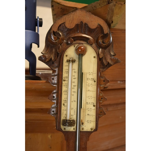 361 - Early 20th century wooden mercury barometer, 100cm tall. Collection only due to mercury content.