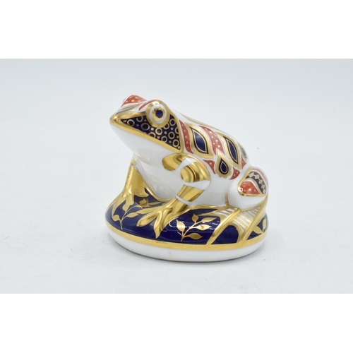 52 - Royal Crown Derby paperweight Imari Frog, first quality with gold stopper.