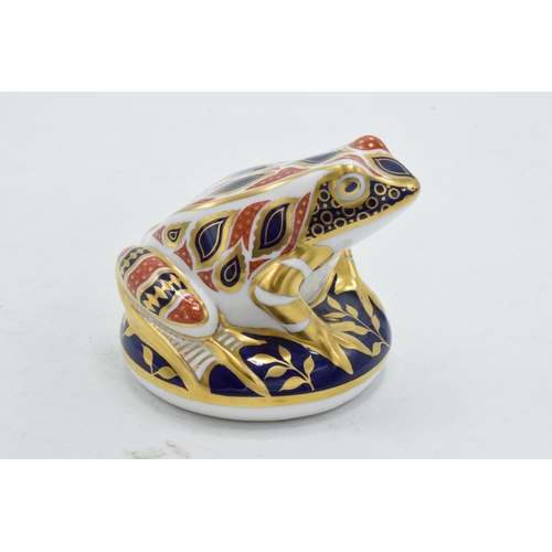 52 - Royal Crown Derby paperweight Imari Frog, first quality with gold stopper.