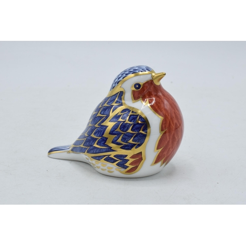 53 - Royal Crown Derby paperweight Robin, first quality with gold stopper.